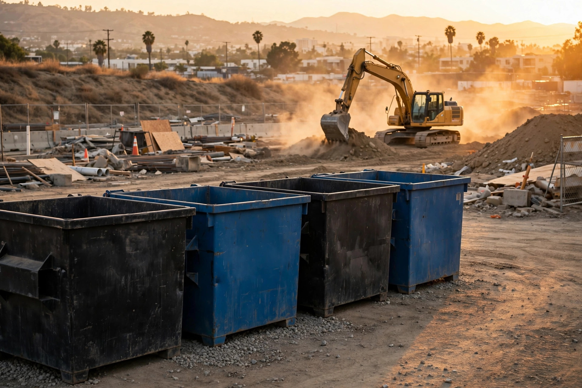 Dumpsters at a Los Angeles construction job site